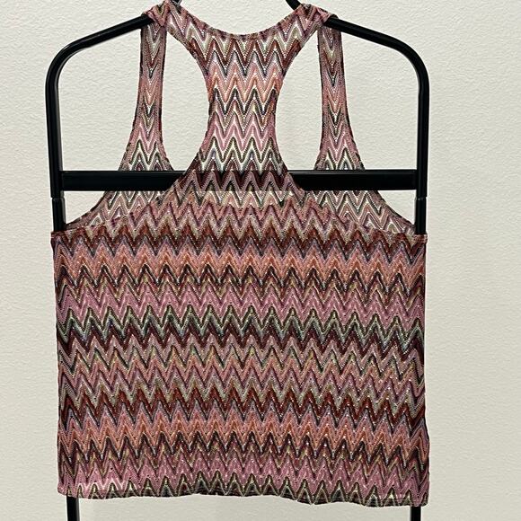 Top Secret Women's SM New Wave Weave Pattern Racer Back Tank Blouse - Picture 2 of 4